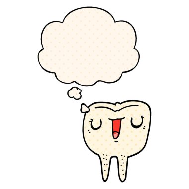 çizgi film mutlu diş ve çizgi roman tarzında düşünce balonu