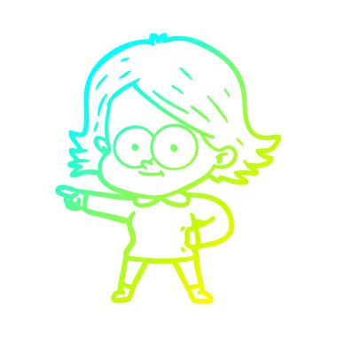 soğuk degrade çizgi çizim mutlu karikatür kız