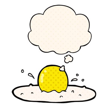 çizgi film kızarmış yumurta ve çizgi roman tarzında düşünce balonu