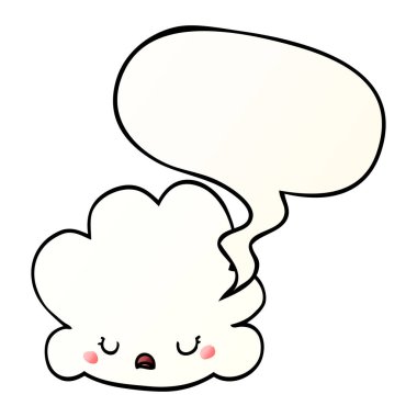 pürüzsüz degrade tarzında sevimli karikatür bulut ve konuşma balonu
