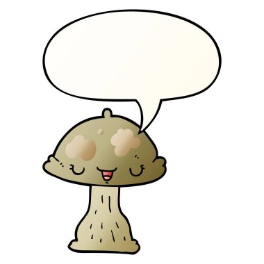 düzgün degrade tarzında karikatür toadstool ve konuşma balonu