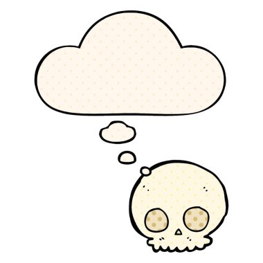 çizgi film kafatası ve çizgi roman tarzında düşünce balonu