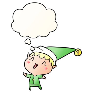 karikatür mutlu noel elf ve pürüzsüz gradien içinde kabarcık düşünce