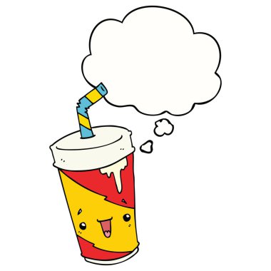 karikatür soda fincan ve düşünce balonu
