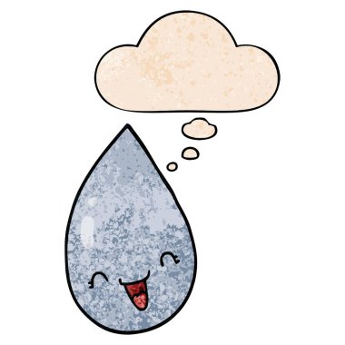 karikatür yağmur damlası ve grunge doku desen st düşünce balonu