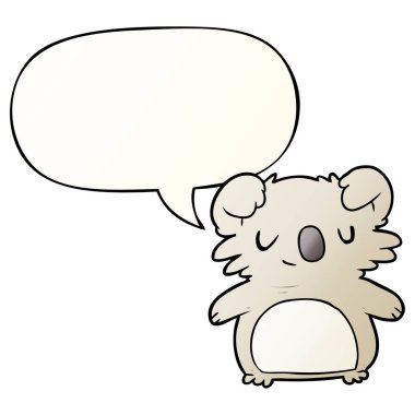 sevimli karikatür koala ve pürüzsüz degrade tarzında konuşma balonu