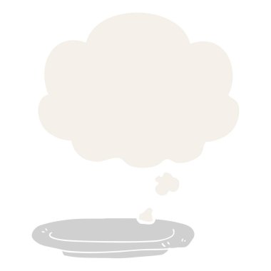 retro tarzında karikatür plaka ve düşünce balonu