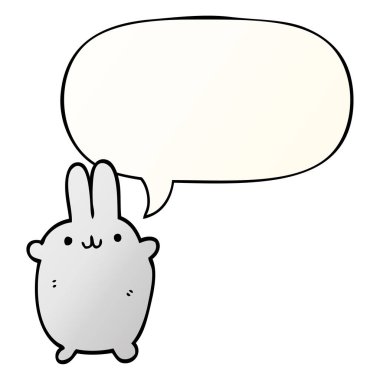 düzgün degrade tarzında karikatür tavşan ve konuşma balonu