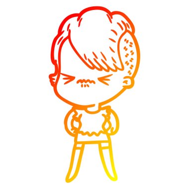 sıcak degrade çizgi çizim karikatür rahatsız hipster kız