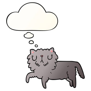 çizgi film kedi ve pürüzsüz degrade tarzında düşünce balonu