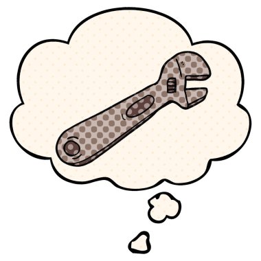 çizgi roman tarzında çizgi film spanner ve düşünce balonu