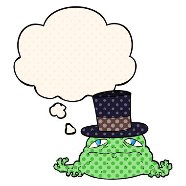 çizgi roman tarzında karikatür zengin kurbağa ve düşünce balonu