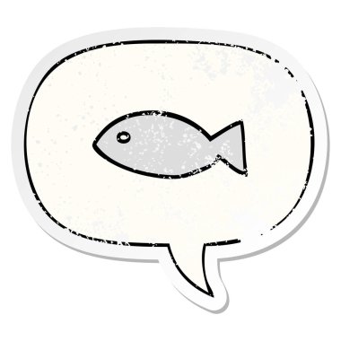 karikatür balık sembolü ve konuşma balonu sıkıntılı etiket