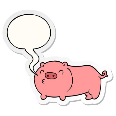 karikatür domuz ve konuşma kabarcık etiket