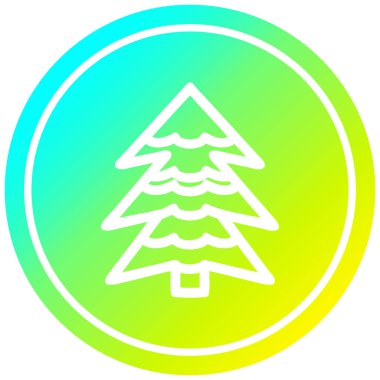 soğuk degrade spektrumda karlı ağaç dairesel