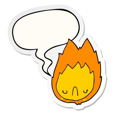 karikatür mutsuz alev ve konuşma balonu etiket