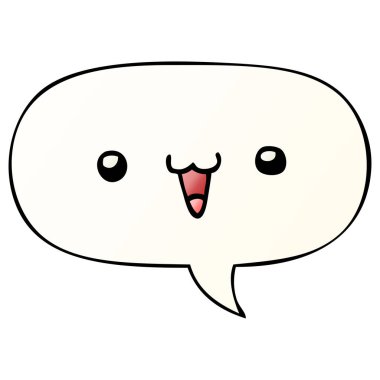 sevimli mutlu yüz karikatür ve konuşma balonu pürüzsüz degrade sty