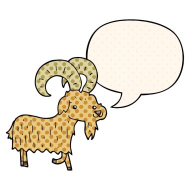 çizgi roman tarzında çizgi film keçisi ve konuşma balonu