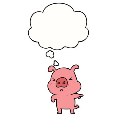 karikatür kızgın domuz ve düşünce balonu