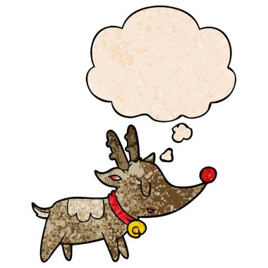 karikatür noel geyiği ve grunge doku düşünce balonu 