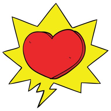 karikatür kalp ve konuşma balonu