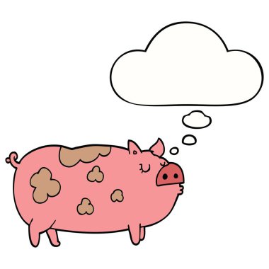karikatür domuz ve düşünce balonu