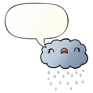 pürüzsüz degrade tarzında sevimli karikatür bulut ve konuşma balonu