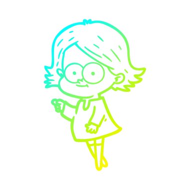 soğuk degrade çizgi çizim mutlu karikatür kız