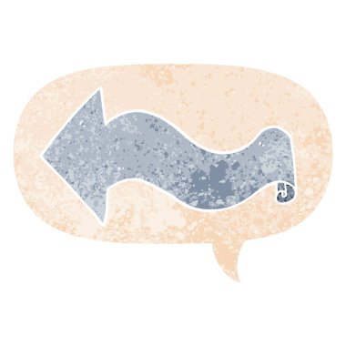 retro dokulu tarzda karikatür ok ve konuşma balonu