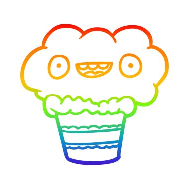 gökkuşağı degrade çizgi çizim komik cupcake