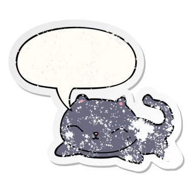 karikatür kedi ve konuşma balonu sıkıntılı etiket