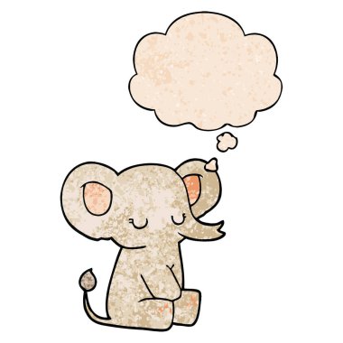 karikatür fil ve grunge doku desen st düşünce balonu