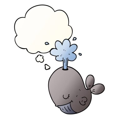 çizgi film spouting balina ve pürüzsüz degrade sty düşünce balonu