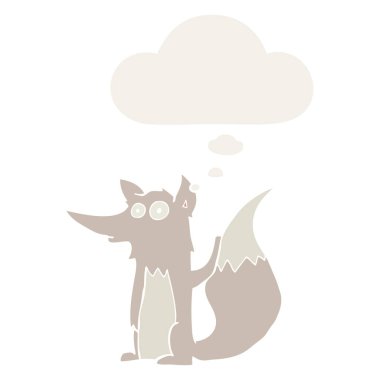 retro tarzında karikatür kurt ve düşünce balonu