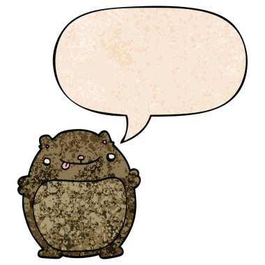 retro doku tarzında karikatür ayı ve konuşma balonu