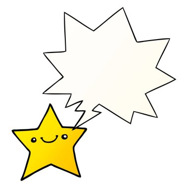 mutlu çizgi film yıldızı ve konuşma balonu pürüzsüz degrade tarzında