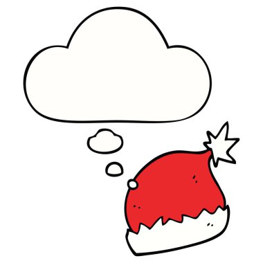 karikatür santa şapka ve düşünce balonu