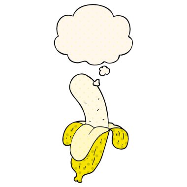 çizgi roman tarzında karikatür muz ve düşünce balonu