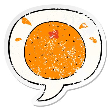 karikatür turuncu ve konuşma balonu sıkıntılı etiket