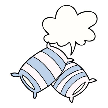 karikatür yastık ve konuşma balonu