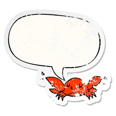 karikatür yengeç ve konuşma balonu sıkıntılı etiket