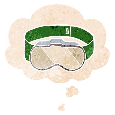 retro dokulu tarzı karikatür gözlük ve düşünce balonu