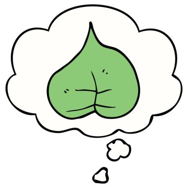 karikatür yaprak ve düşünce balonu