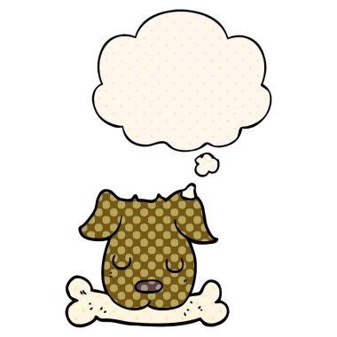 çizgi roman tarzında kemik ve düşünce balonu ile karikatür köpek