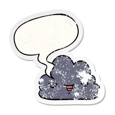 sevimli karikatür bulut ve konuşma balonu sıkıntılı etiket