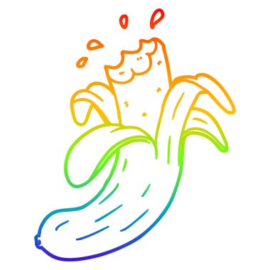 gökkuşağı degrade çizgi çizim karikatür ısırık muz