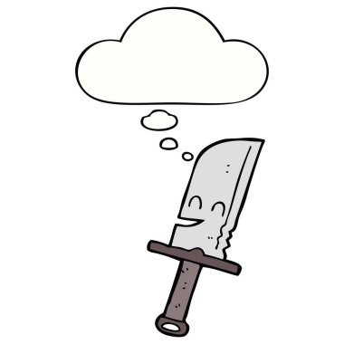 karikatür bıçak ve düşünce balonu