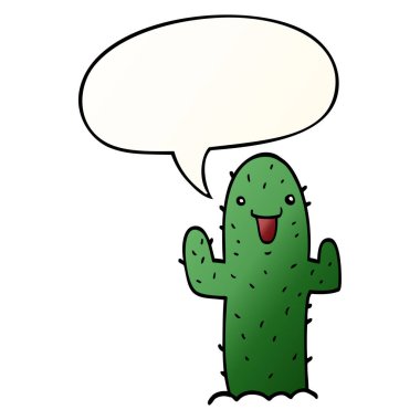 düzgün degrade tarzında karikatür kaktüs ve konuşma balonu