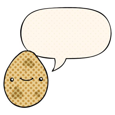 çizgi roman tarzında karikatür yumurta ve konuşma balonu