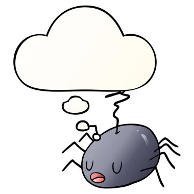 çizgi film örümceği ve pürüzsüz degrade tarzında düşünce balonu